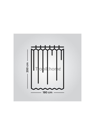 Tropik Home Fırtına Desen Banyo Perdesi Askı  180x200cm Tek Kanat Gri Duş Perdesi, L Boru  Diğer