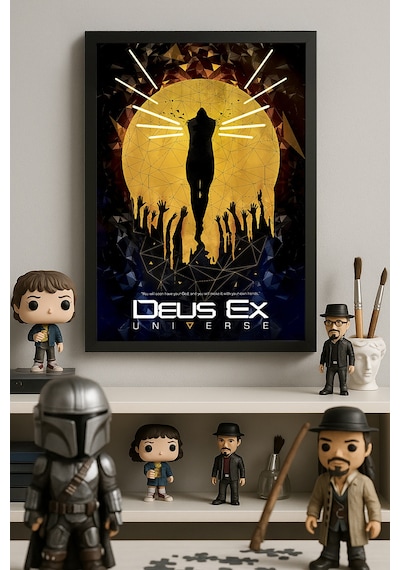 Deus Ex Universe Siyah Ahşap Çerçeveli Poster, Dekoratif Oyun Duvar Tablosu