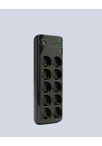 Usb Type-c Destekli 10 Lu Grup Priz Termal Korumalı 2m Kablo 2500w Standart