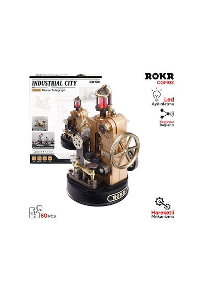 Rokr Cgm02 Morse Telegraph Dıy Mechanical 3d Puzzle Maket Model Seti 3d Model Kit Detaylı Dekoratif Hobi Seti Hareketli Ve Işıklı