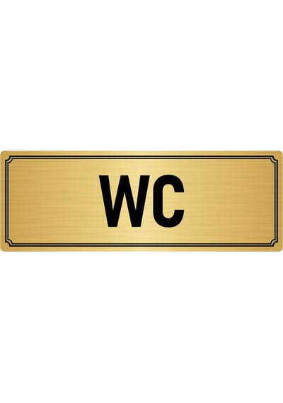 Metal Yönlendirme Levhası, Departman Kapı İsimliği Wc 10x20 cm Altın Renk