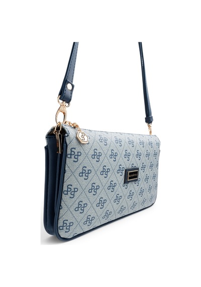 Silver & Polo Silver Polo Gri - Lacivert Monogram Kadın Çapraz Çanta Sp1291