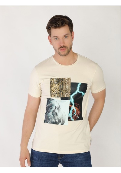 Roberto Cavalli Erkek Tshirt /M.Rob.0421.14020 - Bej