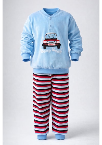 Aydoğan Erkek Çocuk Kadife Pijama Takımı 1664 Mavi01 Mavi01