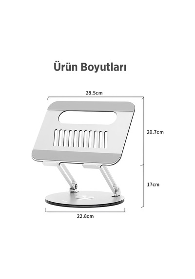 Lexroo 360 Dönebilen Yükseklik Ayarlı Metal Notebook Laptop Standı