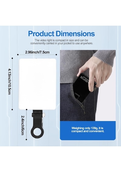 Dp Led 60 Mini Klipsli Foto Kamera Işığı Cep Telefonu Led Işık Selfie Işık Şarj Edilebilir