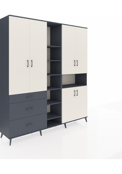 Hyperion Dolap 13 Raflı 3 Çekmeceli 6 Kapaklı 220x44x243 Antrasit-aytaşı/antrasit Aytası/antrasıt Hyperion Dolap 13 Raflı 3 Çekmeceli 6 Kapaklı 220x44x243 Antrasit-aytaşı/antrasit Aytası/antrasıt