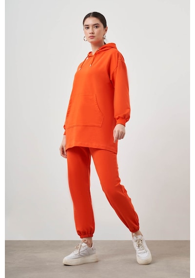 Kanguru Cepli Nar Çiçeği Sweatshirt Narçiçeği