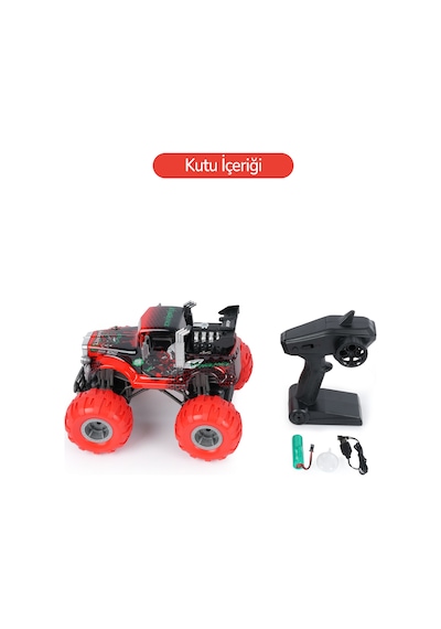 Şarjlı 2.4g Işıklı Buharlı Off-road Kamyon Kırmızı Rq3049