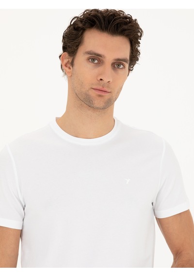 Beyaz Slim Fit Bisiklet Yaka T-shirt 15841036