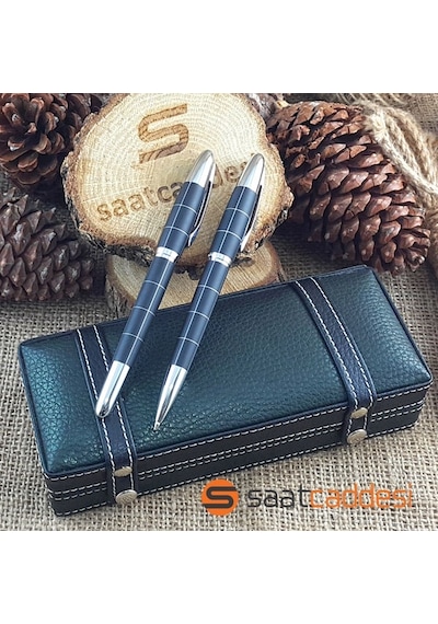 Steel Pen İsme Özel 2 Li Desenli Metal Kalem Seti