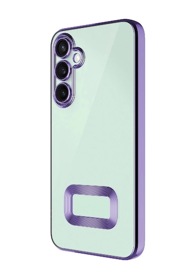Samsung Galaxy Uyumlu A56 Kılıf + 9h Ekran Koruyucu Set Kamera Lens Korumalı Şeffaf Parlak Kenar Logo Açık Çok Renkli