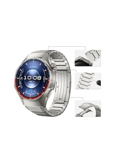 Huawei Watch Gt 6/5/4/3/2 Pro 46mm 22mm Kordon Metal Titanyum Saate 1e-1 Uyum+kısıltma Apratı