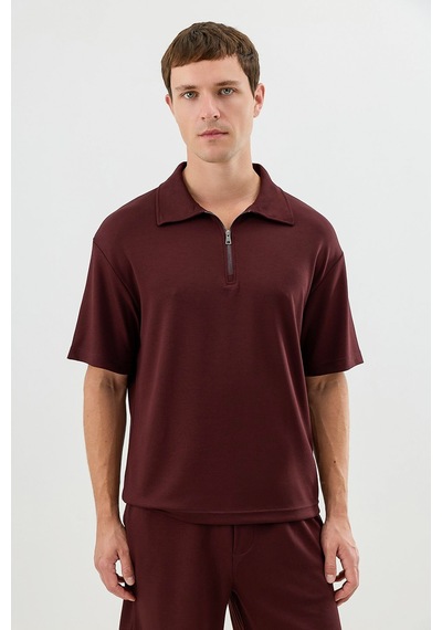 Antioch Polo Yaka Basic T-shirt Bordo