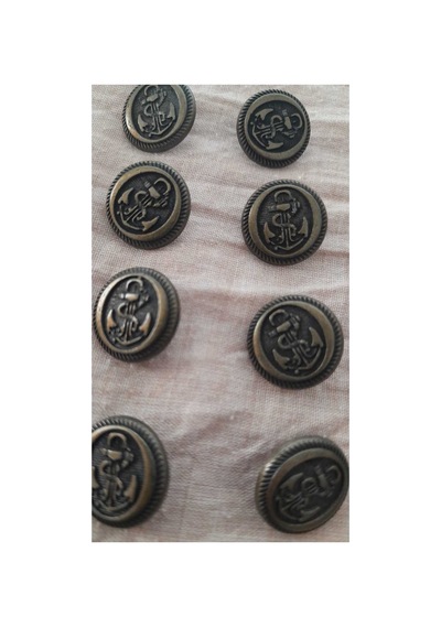 Antık Sarı Metal Düğme 17 Mm 8 Adet