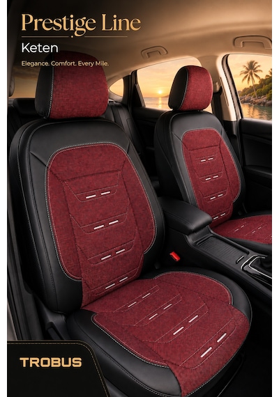 Renault R9 Broadway 1990-2000 Uyumlu Prestige Line Keten Serisi Kırmızı Siyah Koltuk Kılıfı
