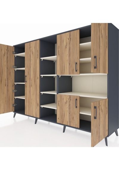 Hyperion Dolap 13 Raflı 6 Kapaklı 220x44x163 Antrasit-çam/aytaşı Atlas Çam/aytası - Antrasıt Hyperion Dolap 13 Raflı 6 Kapaklı 220x44x163 Antrasit-çam/aytaşı Atlas Çam/aytası - Antrasıt