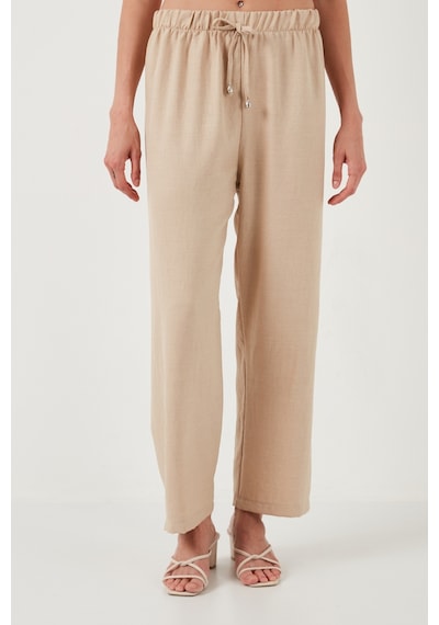Lela Relaxed Fit Bol Paça Bayan Pantolon 5865826 Taş