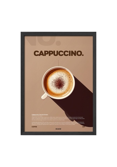 Cappuccino Kahve Siyah Ahşap Çerçeveli Poster, Dekoratif Duvar Tablosu