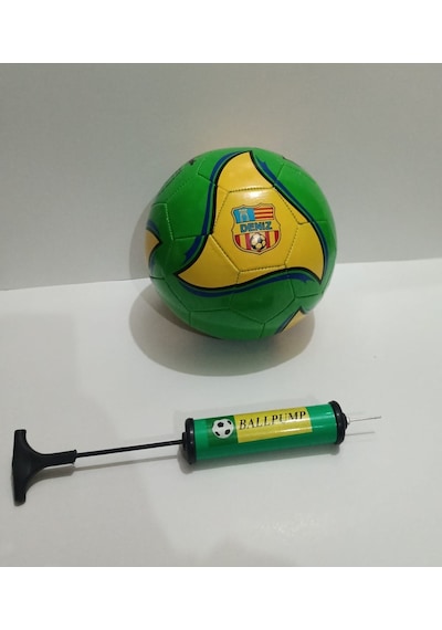 5 Numara Dikişli Yeşil Futbol Topu ve Şişirme Pompası