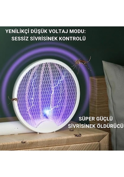 Katlanabilir Şarjlı 12000mah 300v 5 Katmanlı Uv Işıklı Elektrikli Sivrisinek Öldürücü Raket Sin