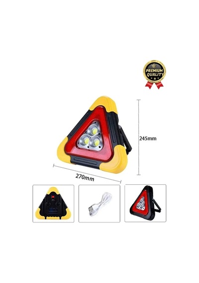 Premium Güneş Enerjili Güçlü Işık 3 Ledli Solar Üçgen Refluj Reflektör Acil Durum Uyarı Lambası