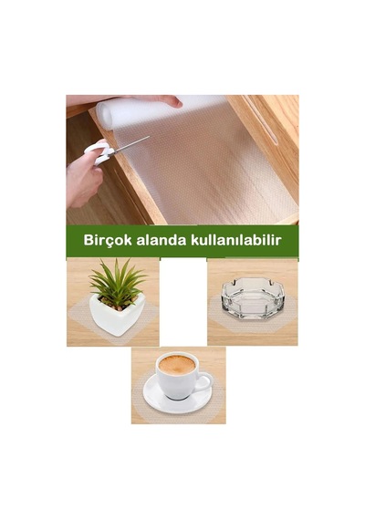 Mutfak Kaydırmaz Şeffaf Raflık Kaymaz Dolap Içi Çekmece Örtüsü Pvc 45x300 Cm Koruyucu Eva Kalın Çok Renkli