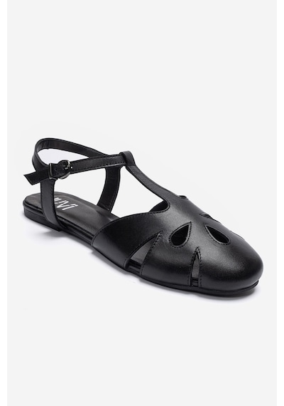 Luvishoes Nathalıe Siyah Cilt Hakiki Deri Kadın Sandalet