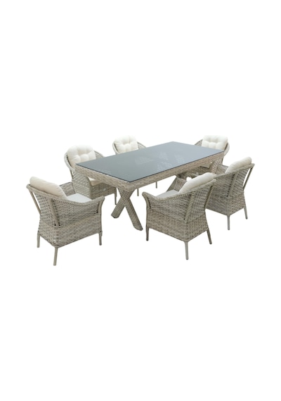 Spark Rehome 100x200 Rattan Bahçe Masa Takımı 316 Gri