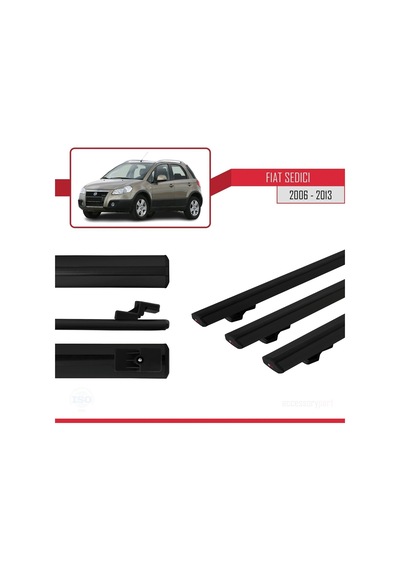 Fiat Sedici 2006-2013 Arası İle Uyumlu Basic Model Ara Atkı Tavan Barı Siyah 3 Adet