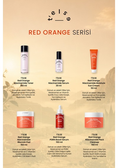 Leke Karşıtı, Aydınlatıcı Cilt Bakım Pedi Telse Red Orange Niacinamide Blemish Pad 70 Pads
