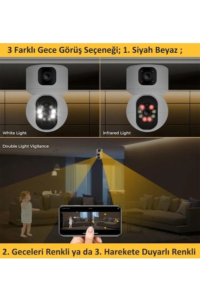 3dcool Hieasy 4mp 2 Kameralı Ptz Hareketli Kablosuz Bebek Kamerası