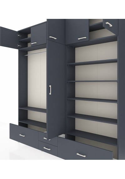 Arges Dolap 18 Raflı 4 Çekmeceli Tek Askılı 220x30x243 Antrasit-antrasit/antrasit Antrasıt/antrasıt Arges Dolap 18 Raflı 4 Çekmeceli Tek Askılı 220x30x243 Antrasit-antrasit/antrasit Antrasıt/antrasıt