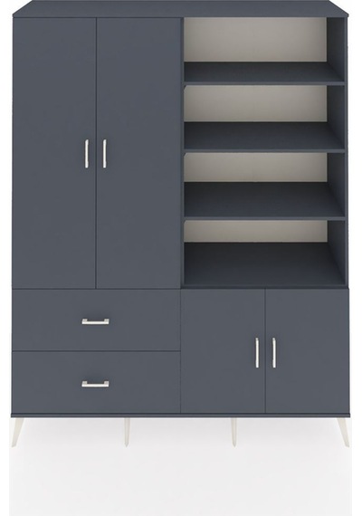 Hyperion Gardrop 7 Raflı 2 Çekmeceli Tek Askılı 176x44x221 Antrasit-antrasit Antrasit Hyperion Gardrop 7 Raflı 2 Çekmeceli Tek Askılı 176x44x221 Antrasit-antrasit Antrasit