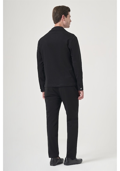 İmza Siyah Berberi Yaka Örme Beli Lastikli 6 Drop Slim Fit Astarsız Esnek Takım Elbise 1001260177