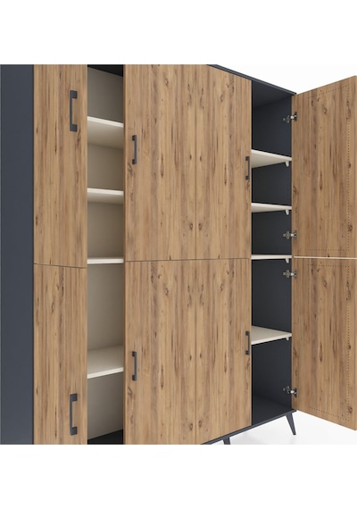 Hyperion Gardrop 8 Raflı 8 Kapaklı 176x44x221 Antrasit-çam/aytaşı Beyaz Hyperion Gardrop 8 Raflı 8 Kapaklı 176x44x221 Antrasit-çam/aytaşı Beyaz