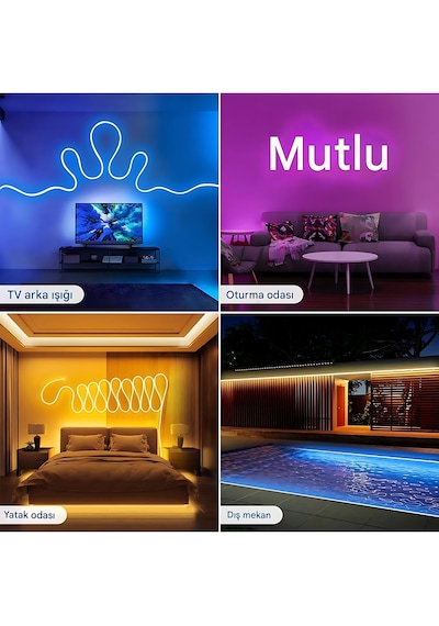 Rohs 5v Rgb Neon Şerit Led Lamba 5 Metre Kumanda İle Kontrol Sınırsız Renk Tak Çalıştır