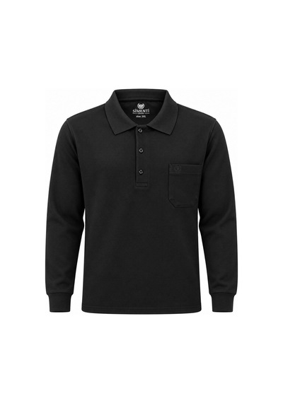 Classics Men Simenti Büyük Beden Erkek Polo Yaka Sweatshirt - 7810 Siyah