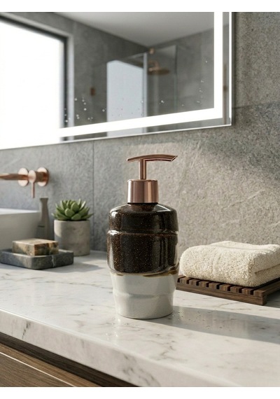 Gold Seramik Sıvı Sabunluk Lüks Banyo & Mutfak Sabun Dispenseri Dekoratif Kahverengi