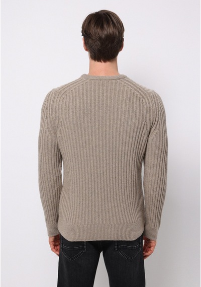 Colin's Colins Regular Fit Yuvarlak Yaka Jakarlı Erkek Bej Kazak Cl1076733 Q1.v2 Beı Bej