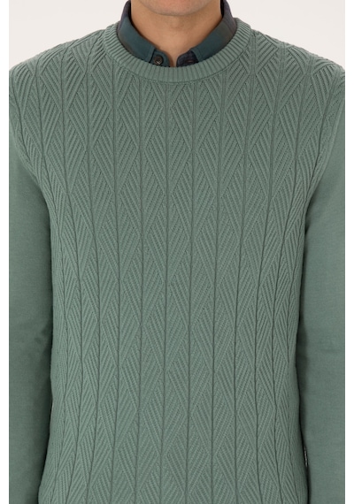 U.S. Polo Assn. Erkek Slim Fit Bisiklet Yaka Mint Kazak 50308323-VR090