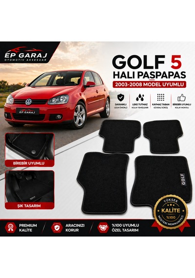 Volkswagen Golf 5 Halı Paspas Takımı 2003-2008 Uyumlu Ürünümüz İnce Tiptir