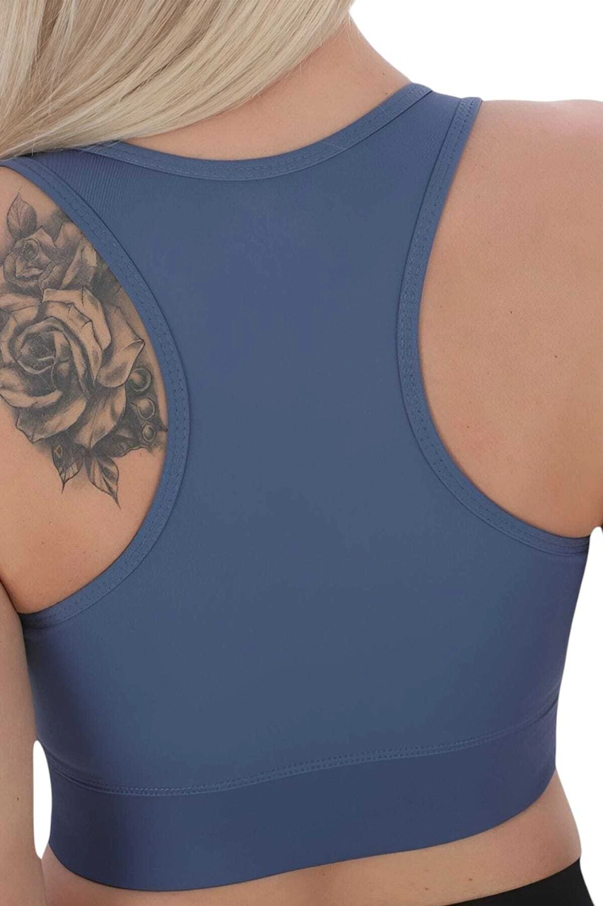 Tezzgelsin Kadın Fermuarlı Sporcu Crop Kadın Büstiyer İndigo