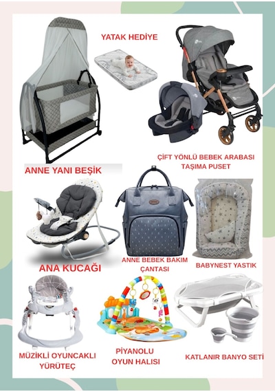Turhanbebe Bebeğinizin Tüm İhtiyaçları Lüx Bebek Çeyiz Seti Noans Aktif Gri