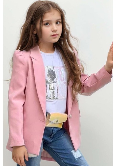 Riccotarz Kız Çocuk Üzeri Harf Pulpayet Tişört Ve Jean Pudra Blazer Ceket Alt Üst Takım Pudra Riccotarz Kız Çocuk Üzeri Harf Pulpayet Tişört Ve Jean Pudra Blazer Ceket Alt Üst Takım Pudra