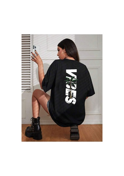Medinenur Vibes Baskılı Unisex Tshirt Siyah