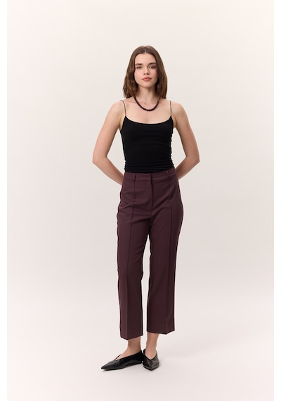 Manuka Çima Dikişli Kumaş Pantolon Bordo Bordo