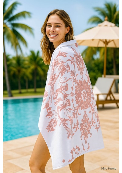Unisex Baskılı Plaj Deniz Havuz Havlusu %100 Pamuk 70x145 Cm Wonderfull Nar Çiçeği