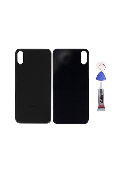 Apple Uyumlu iPhone X Siyah Arka Kapak Batarya Kapağı Pil Kapağı Yapışkan Ve Sökme Aparatıyla Beraber Full Set Siyah