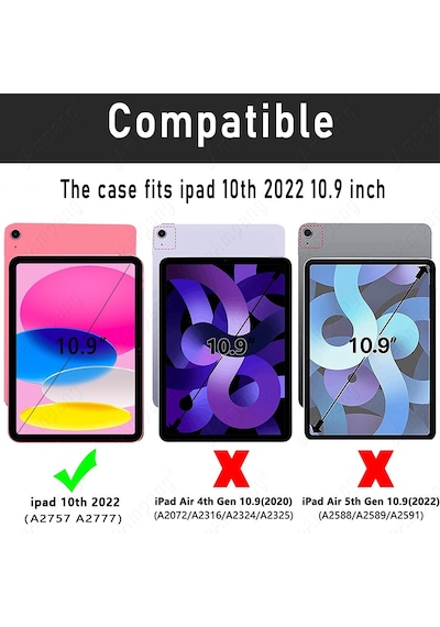 Apple Uyumlu iPad 10. Nesil 10.9" Kılıf Darbelere Dayanıklı Şeffaf Kapak A2696 A2757 A2777